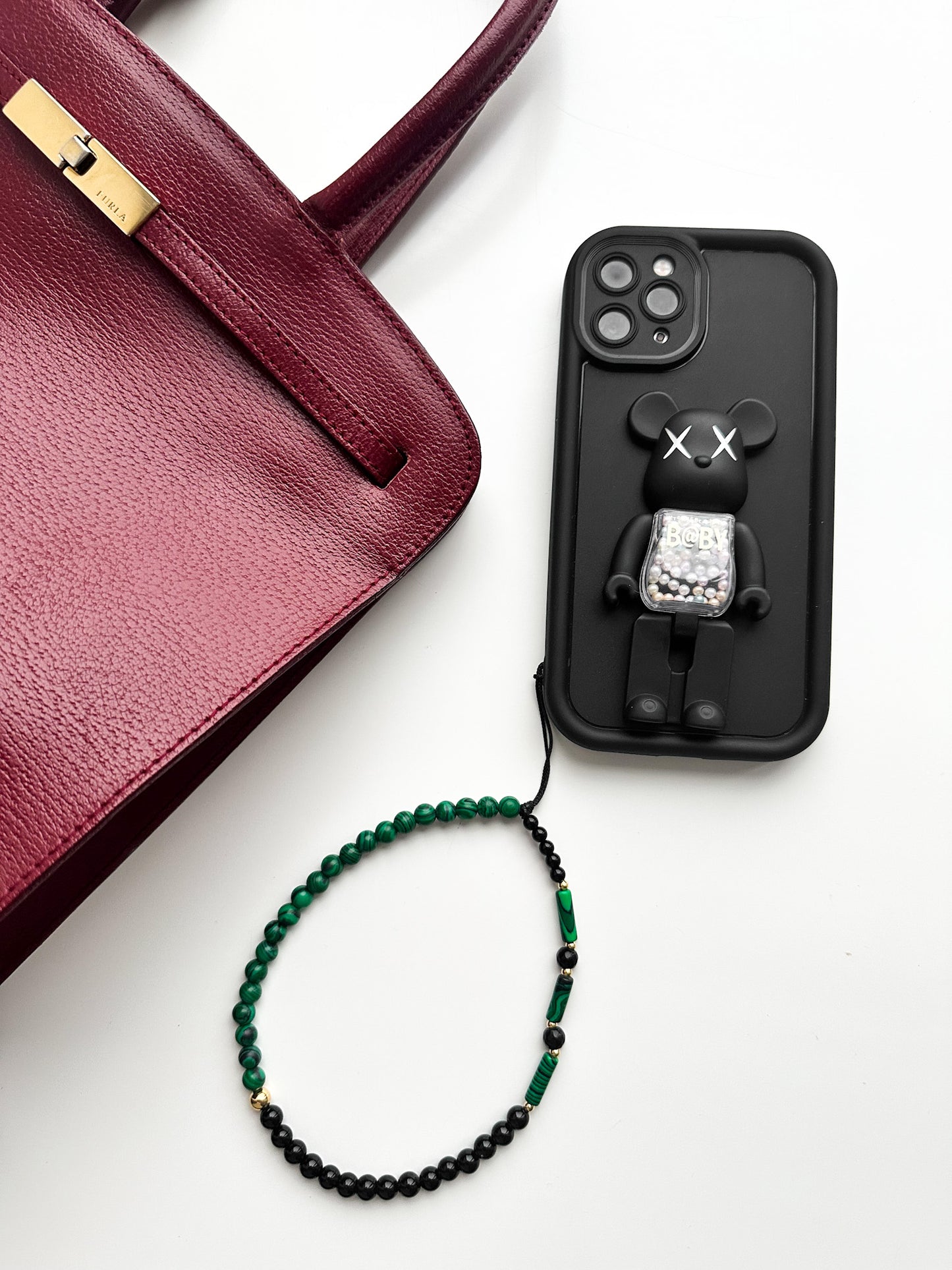 Malachite & Onyx Phone Charm