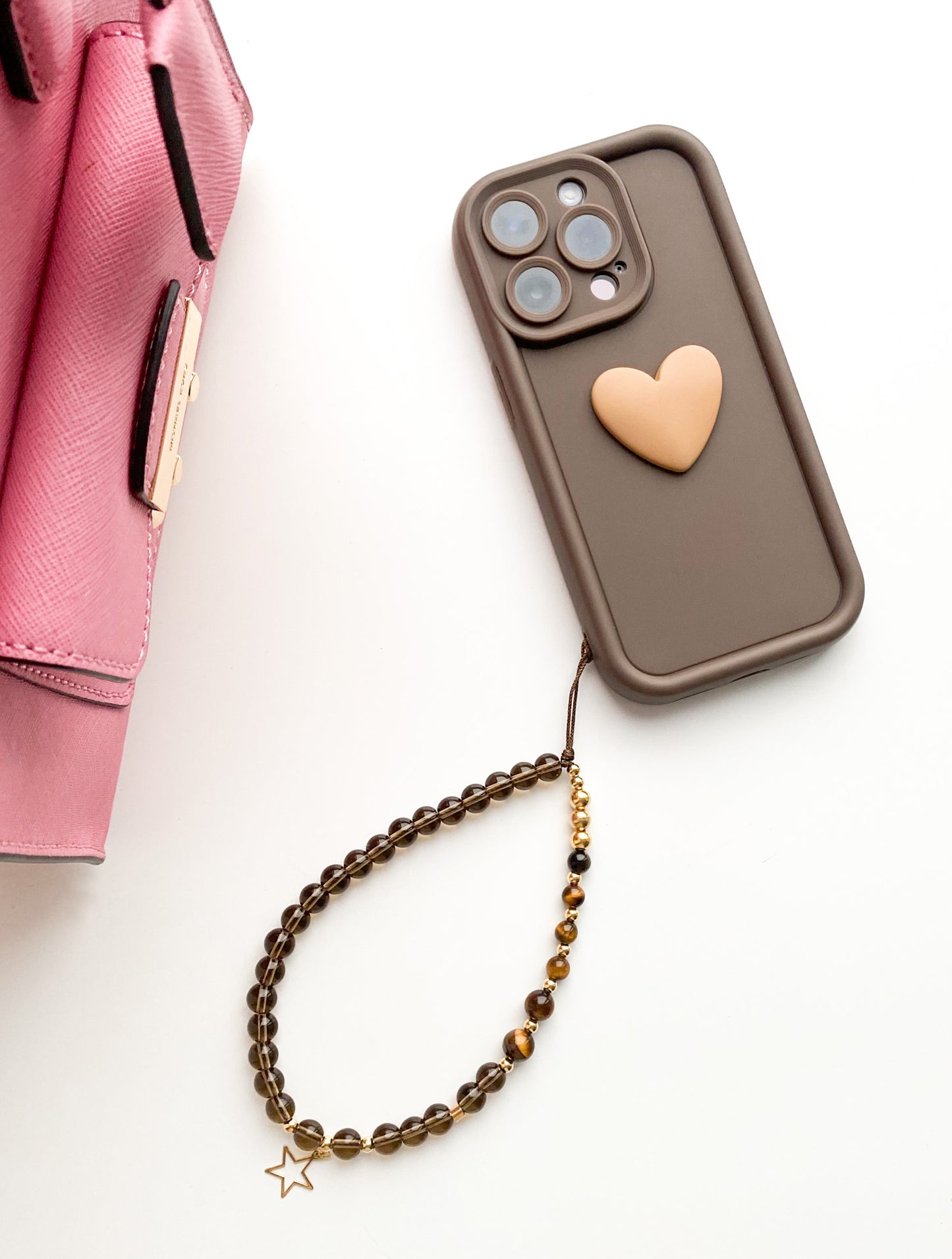 Smoky Quartz & Tiger Eye Phone Charm