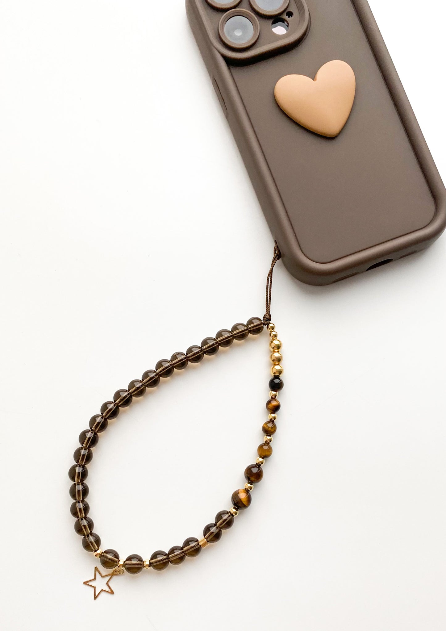 Smoky Quartz & Tiger Eye Phone Charm