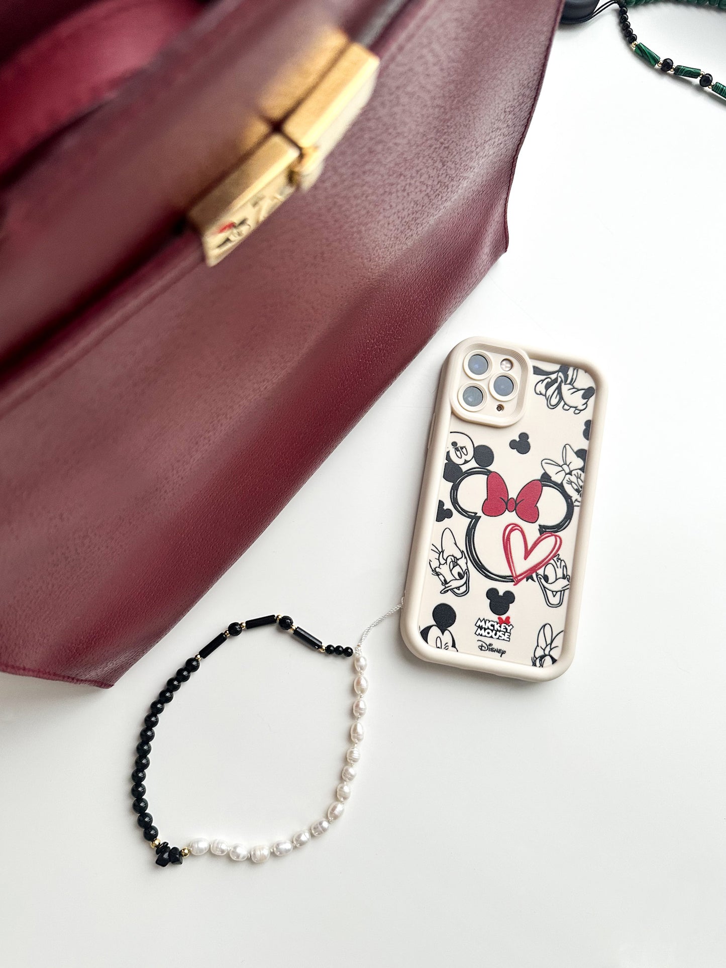 Pearl & Onyx Phone Charm