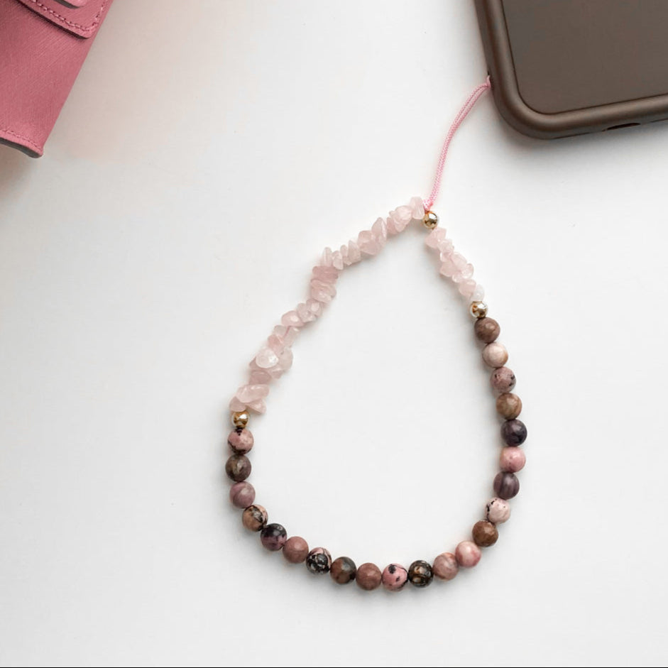 Rose Quartz & Rhodonite Phone Charm