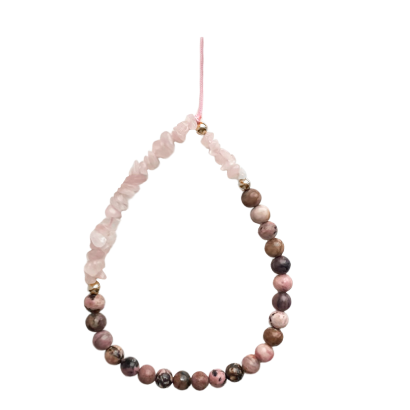 Rose Quartz & Rhodonite Phone Charm