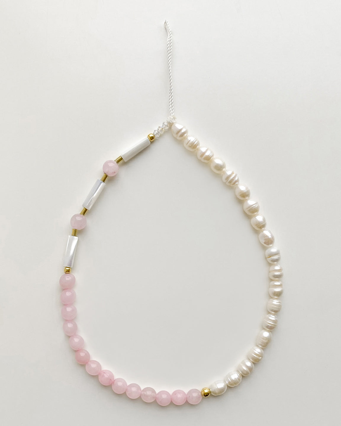 Rose Quartz & Pearl Phone Charm