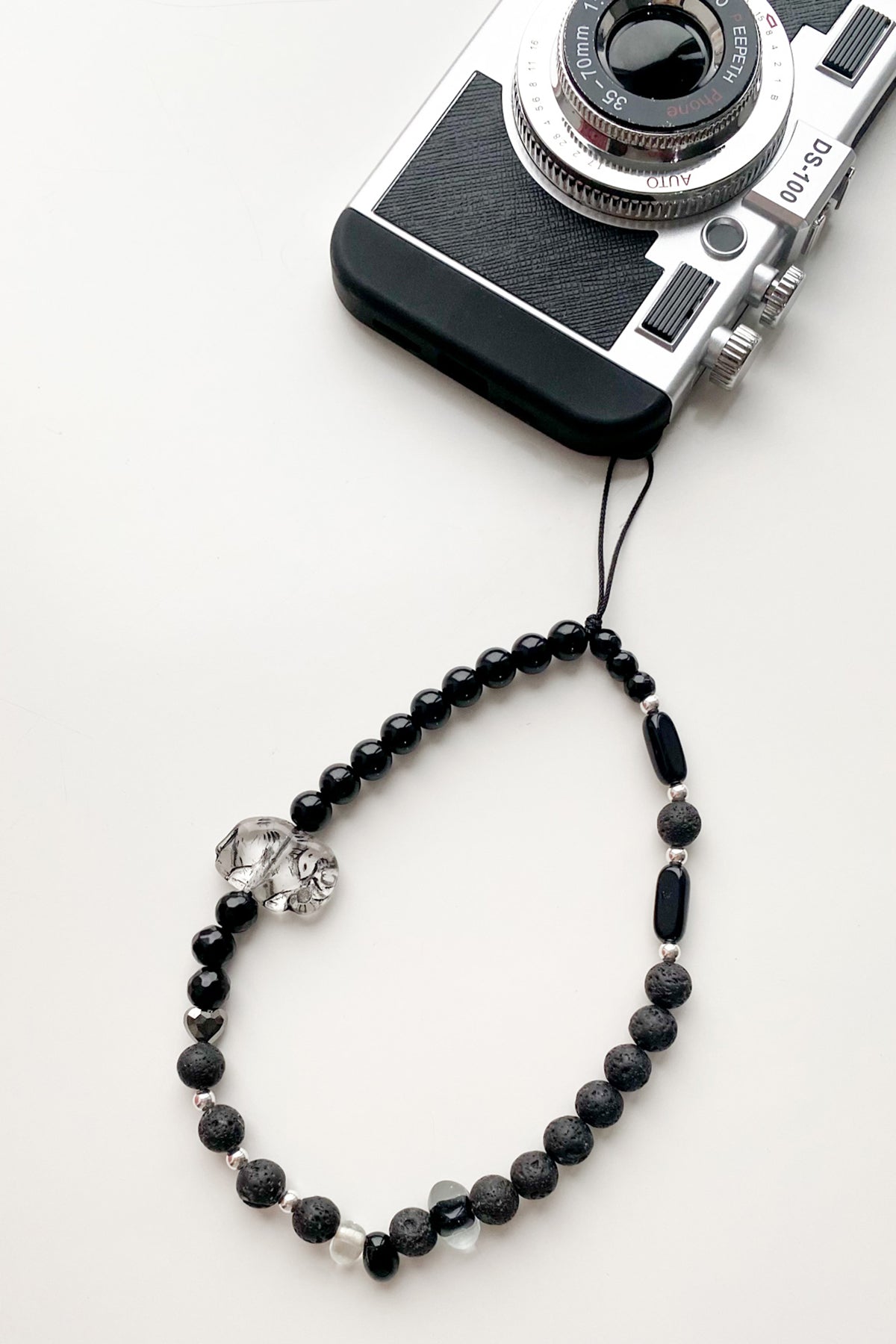 Onyx & Lava Phone Charm – One of a Kind with Vintage Elephant