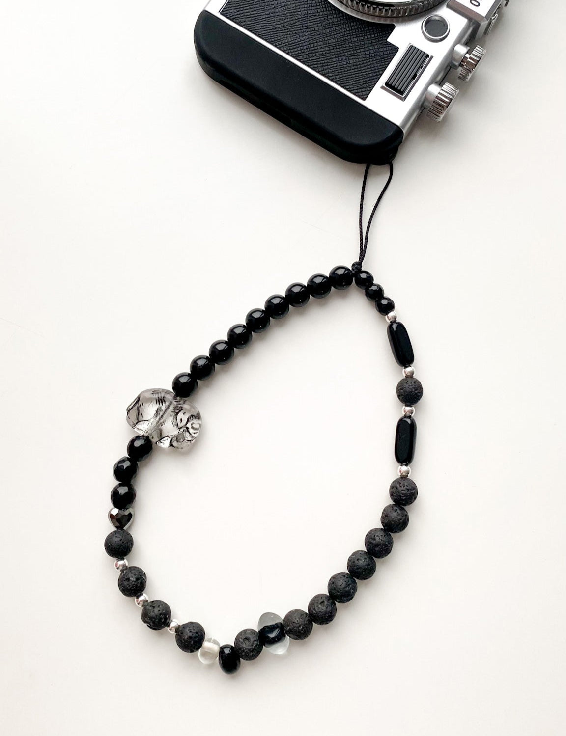 Onyx & Lava Phone Charm – One of a Kind with Vintage Elephant