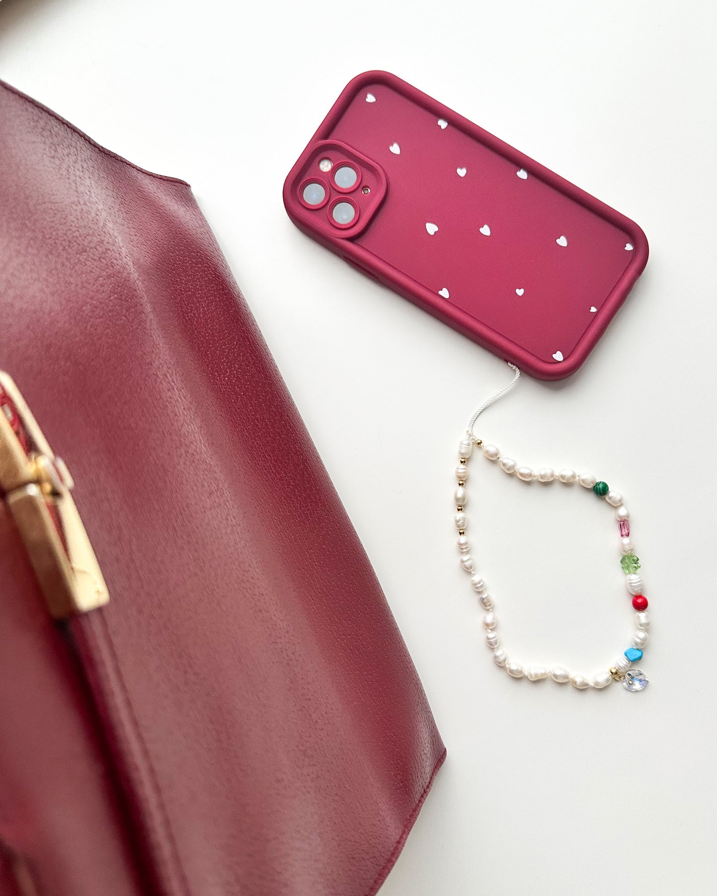 Pearl & Color Mix Phone Charm – with Swarovski Crystals