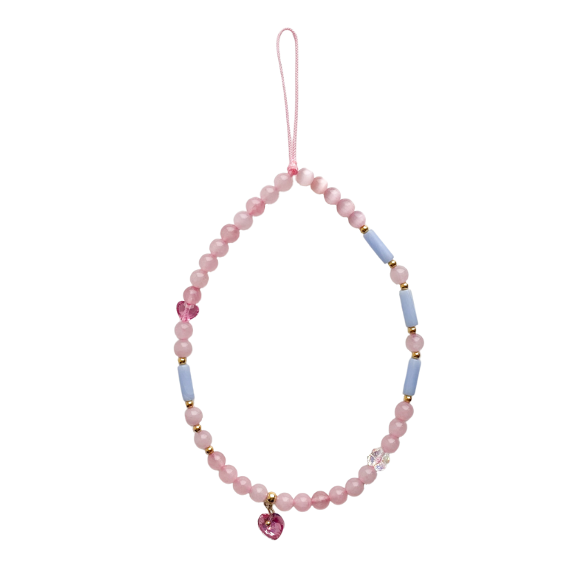 Rose Quartz, Aquamarine & Swarovski Phone Charm