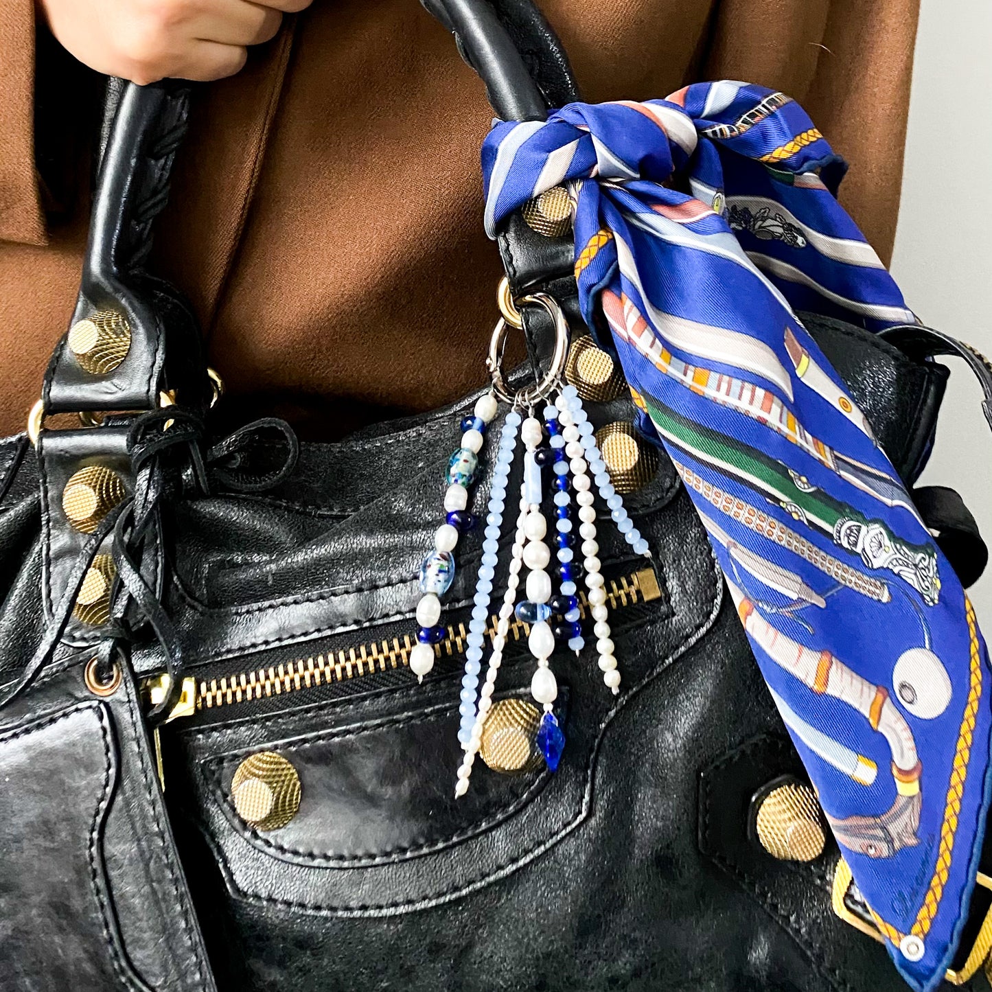 Pearl & Swarovski Heart Bag Charm