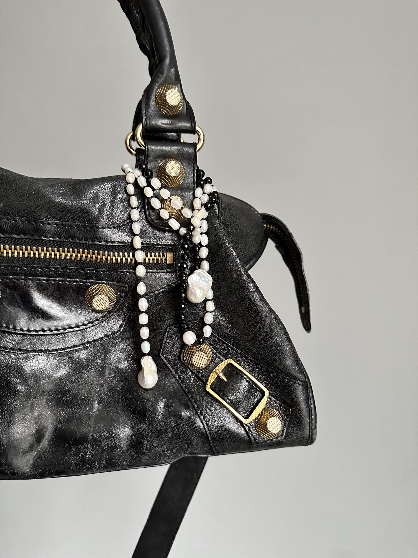 Onyx & Pearl Necklace, Bag charm, Belt β Multi-Use Piece