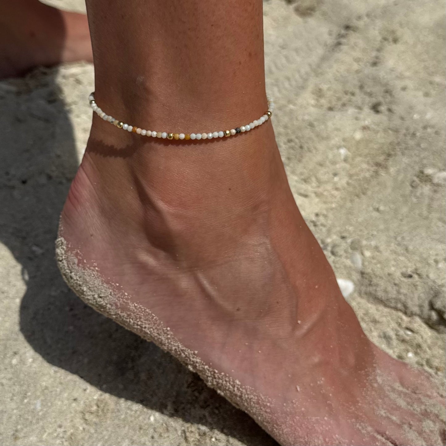 Amazonite Anklet with Gold-Plated Silver