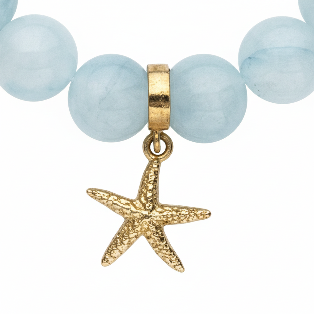 Aquamarine Bracelet with Starfish Charm