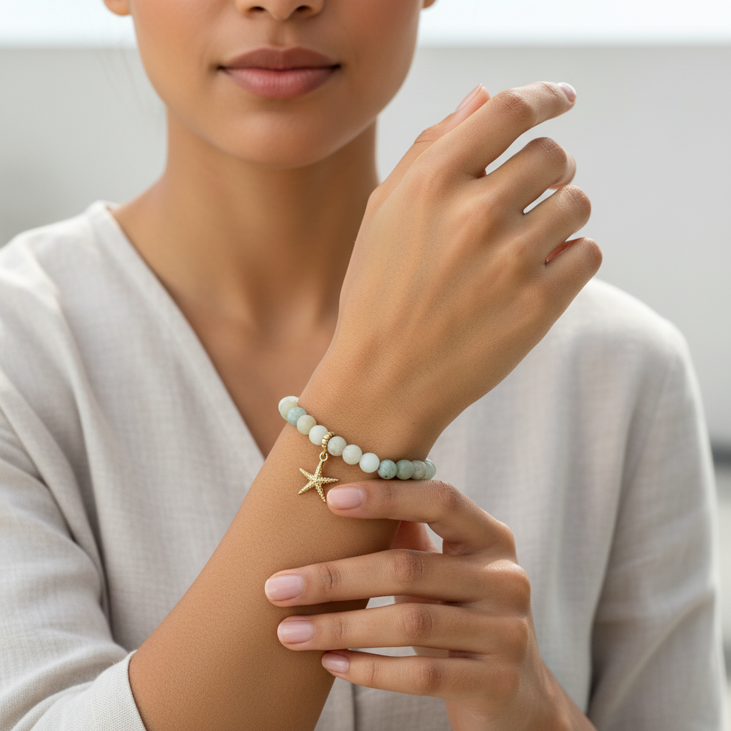 Amazonite Manifestation Bracelet with Starfish Charm