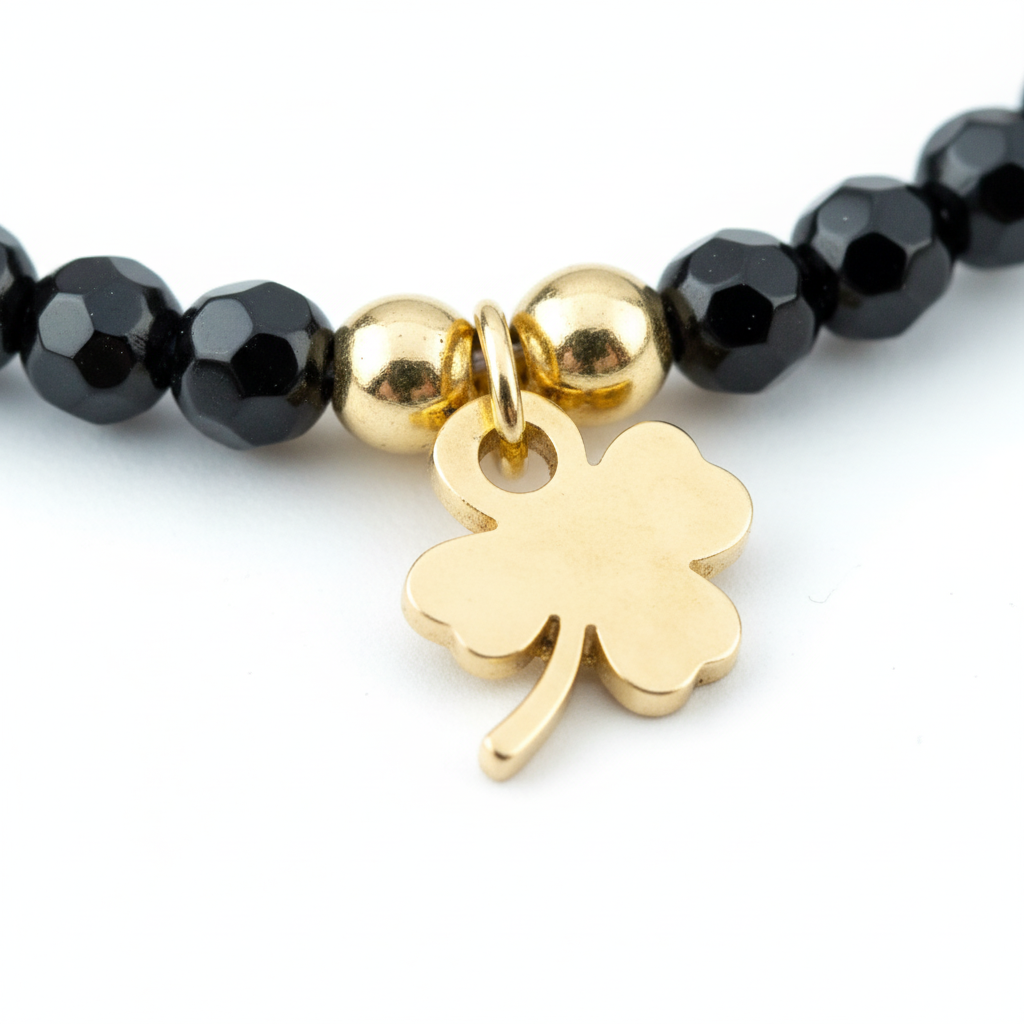 Onyx Clover Bracelet