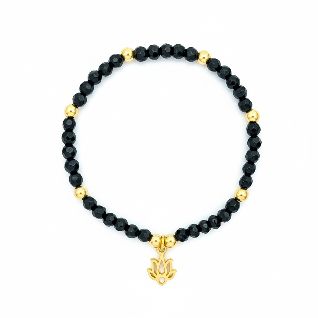 Onyx Lotus Bracelet