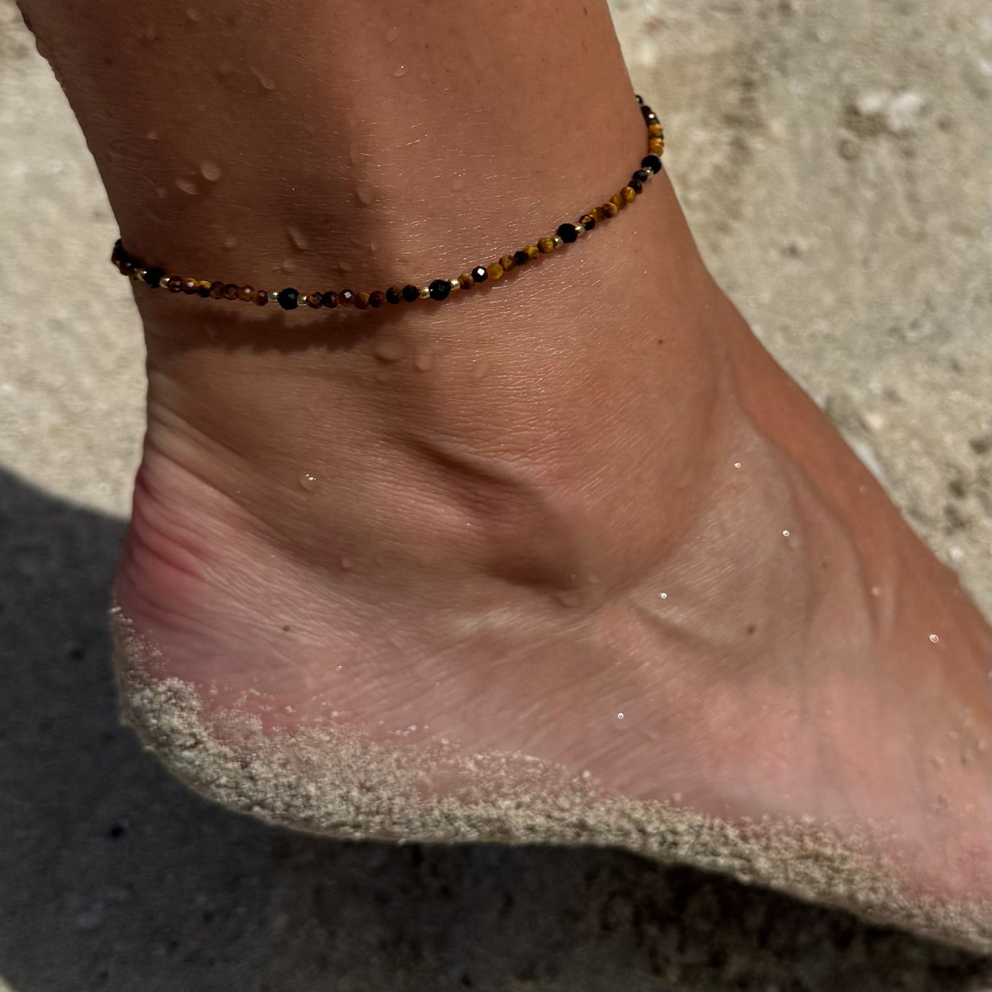 Tiger’s Eye & Spinel Anklet