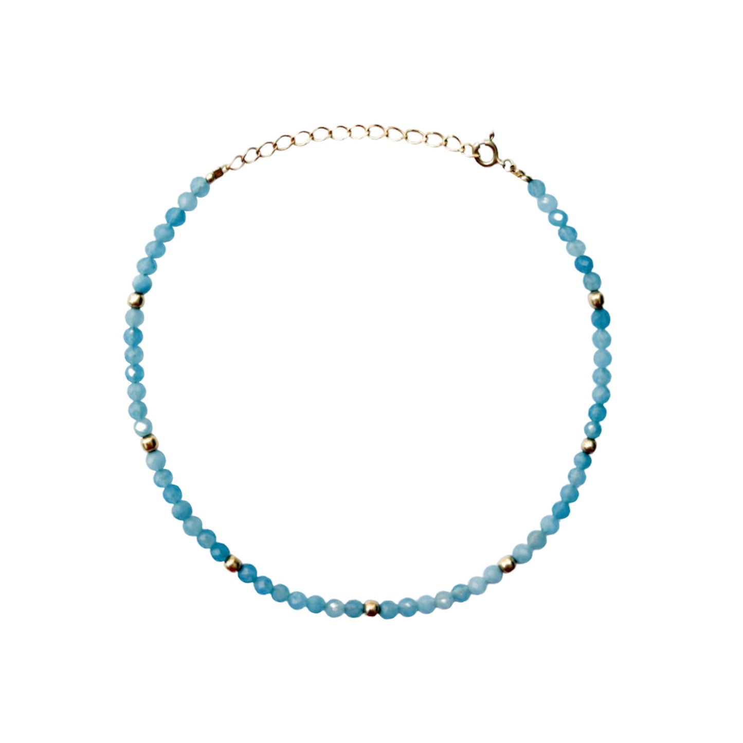 Aquamarine Anklet with Gold-Plated Silver Beads