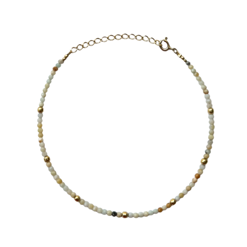 Amazonite Anklet with Gold-Plated Silver