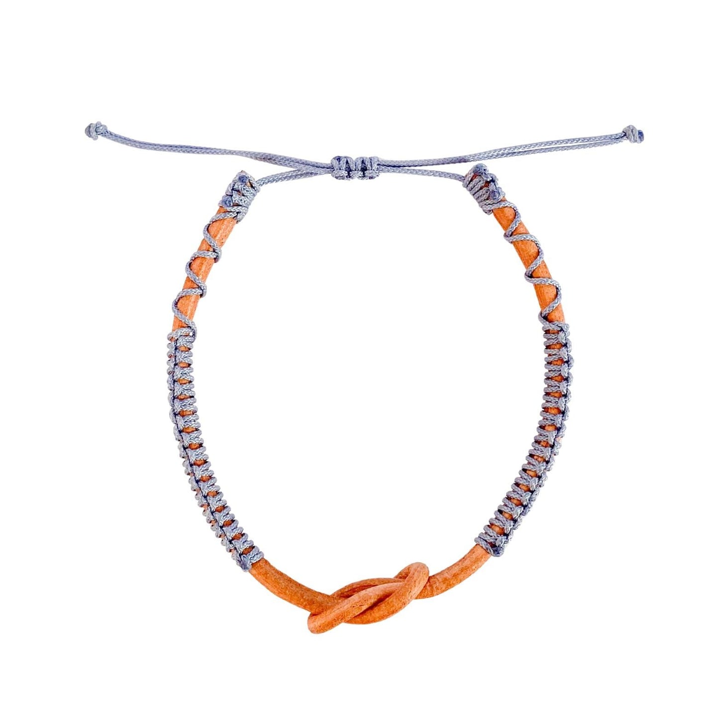 Eternal Knot Brown Leather Bracelet – Sky Blue Thread