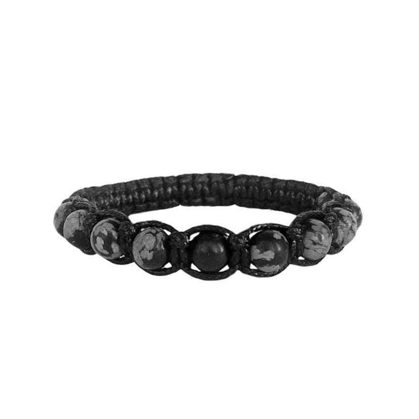 Men's Braided Bracelet with Snowflake Obsidian – Balance and Protection