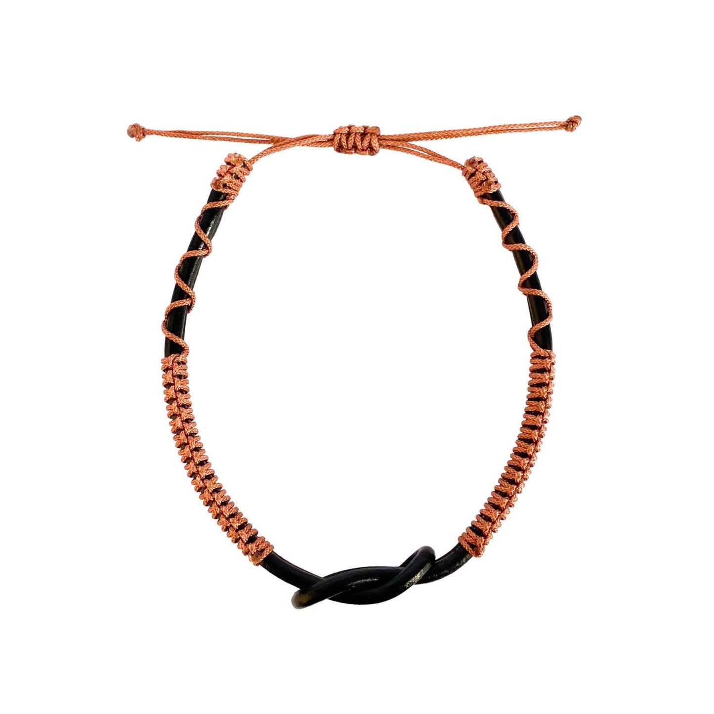 Eternal Knot Black Leather Bracelet – Brown Thread