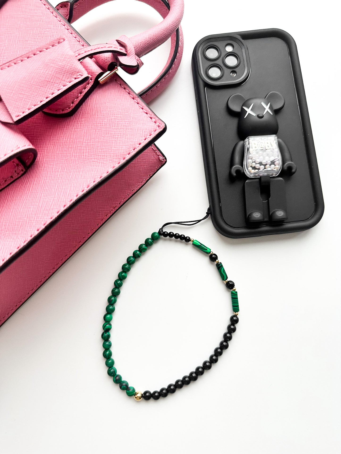 Malachite & Onyx Phone Charm