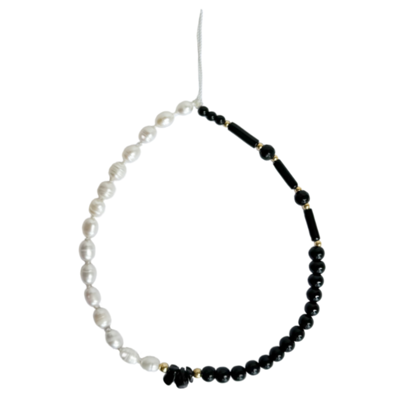 Pearl & Onyx Phone Charm