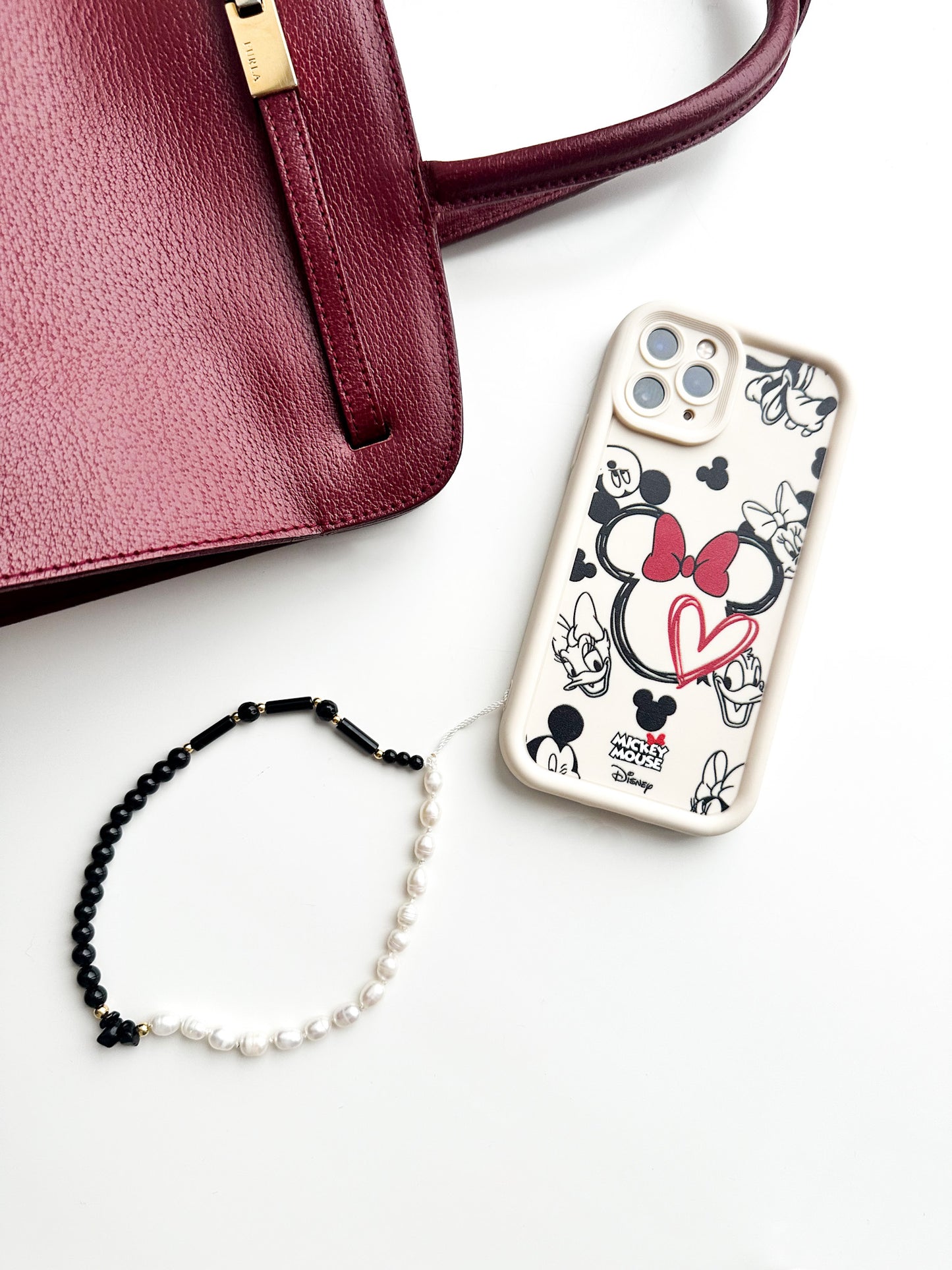 Pearl & Onyx Phone Charm