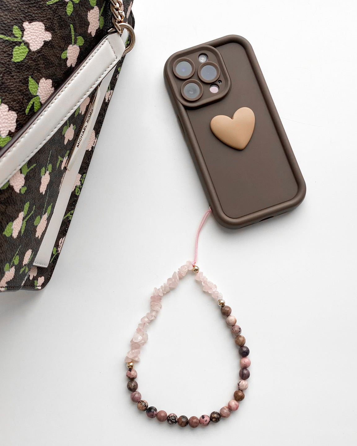 Rose Quartz & Rhodonite Phone Charm