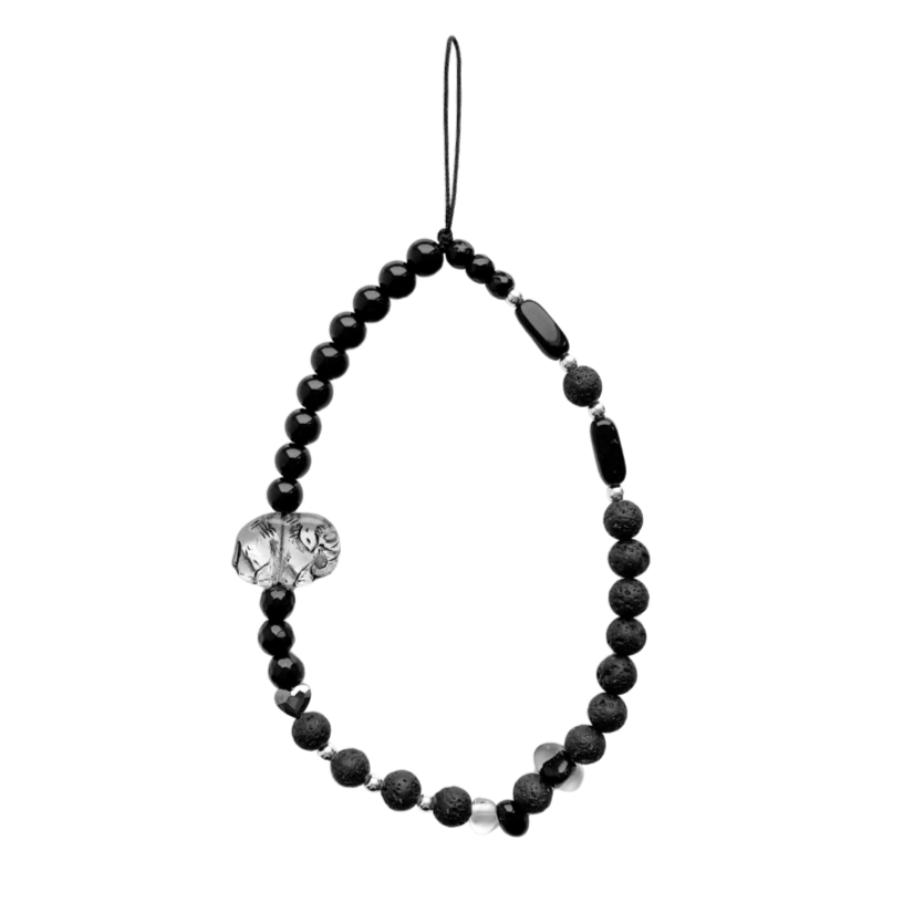 Onyx & Lava Phone Charm – One of a Kind with Vintage Elephant