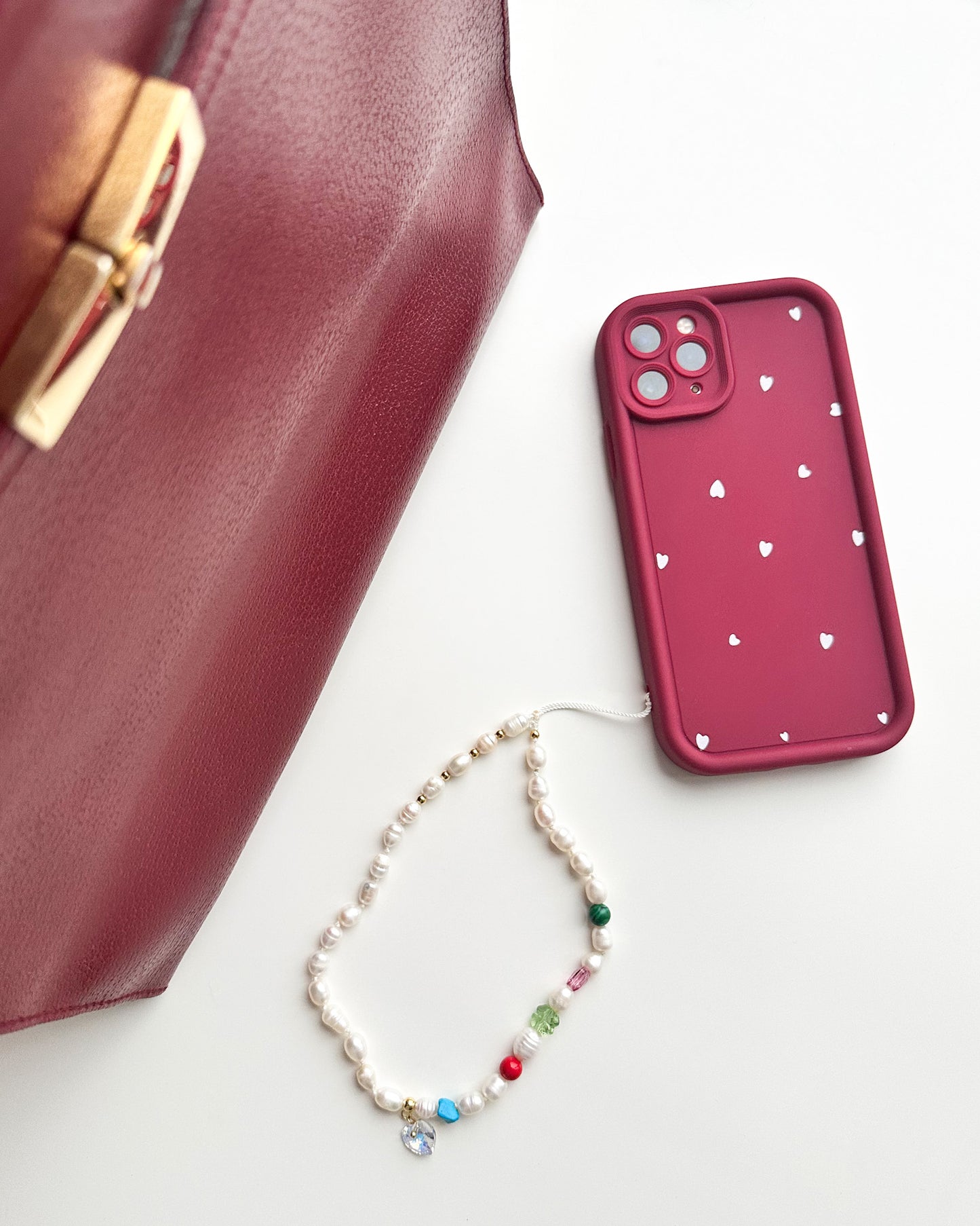 Pearl & Color Mix Phone Charm – with Swarovski Crystals