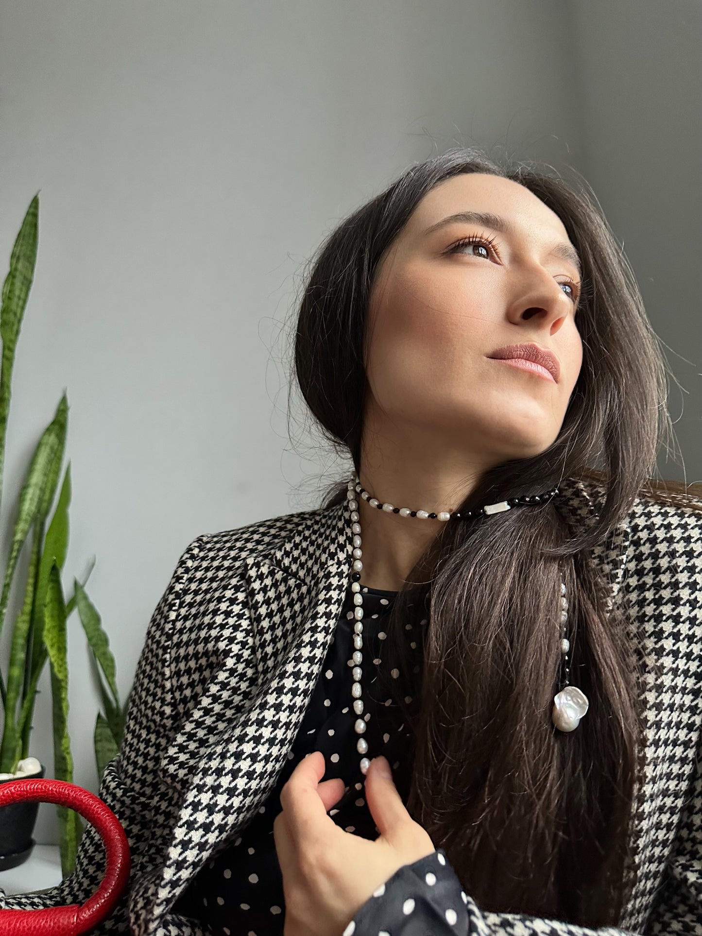 Onyx & Pearl Necklace, Bag charm, Belt – Multi-Use Piece