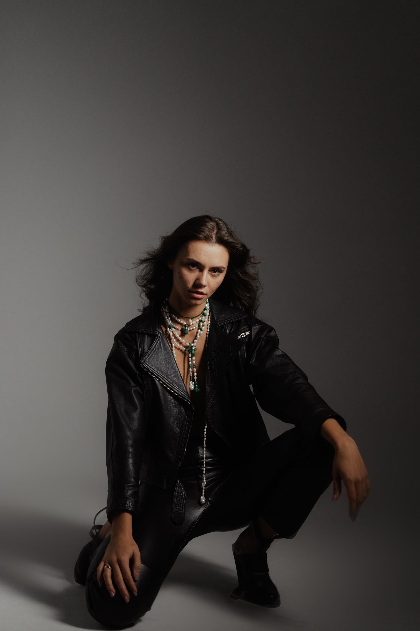 Pearl & Malachite Necklace, Bag charm, Belt – Multi-Use Piece