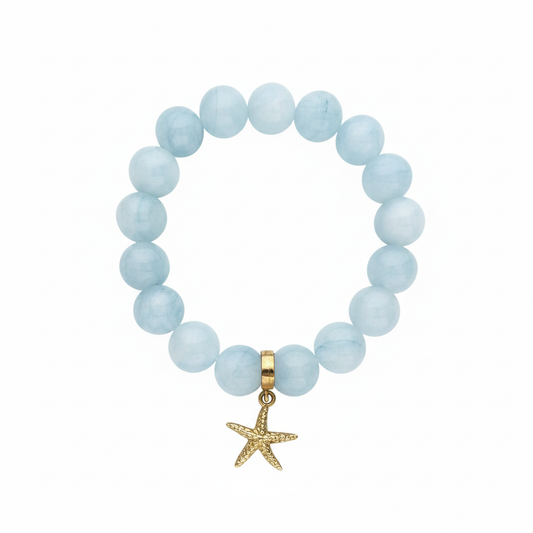 Aquamarine Bracelet with Starfish Charm