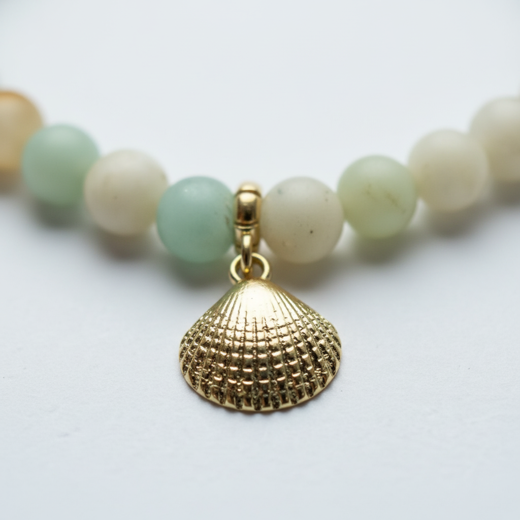 Amazonite Bracelet with Shell Charm
