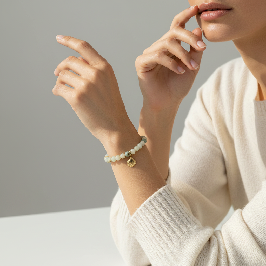 Amazonite Bracelet with Shell Charm