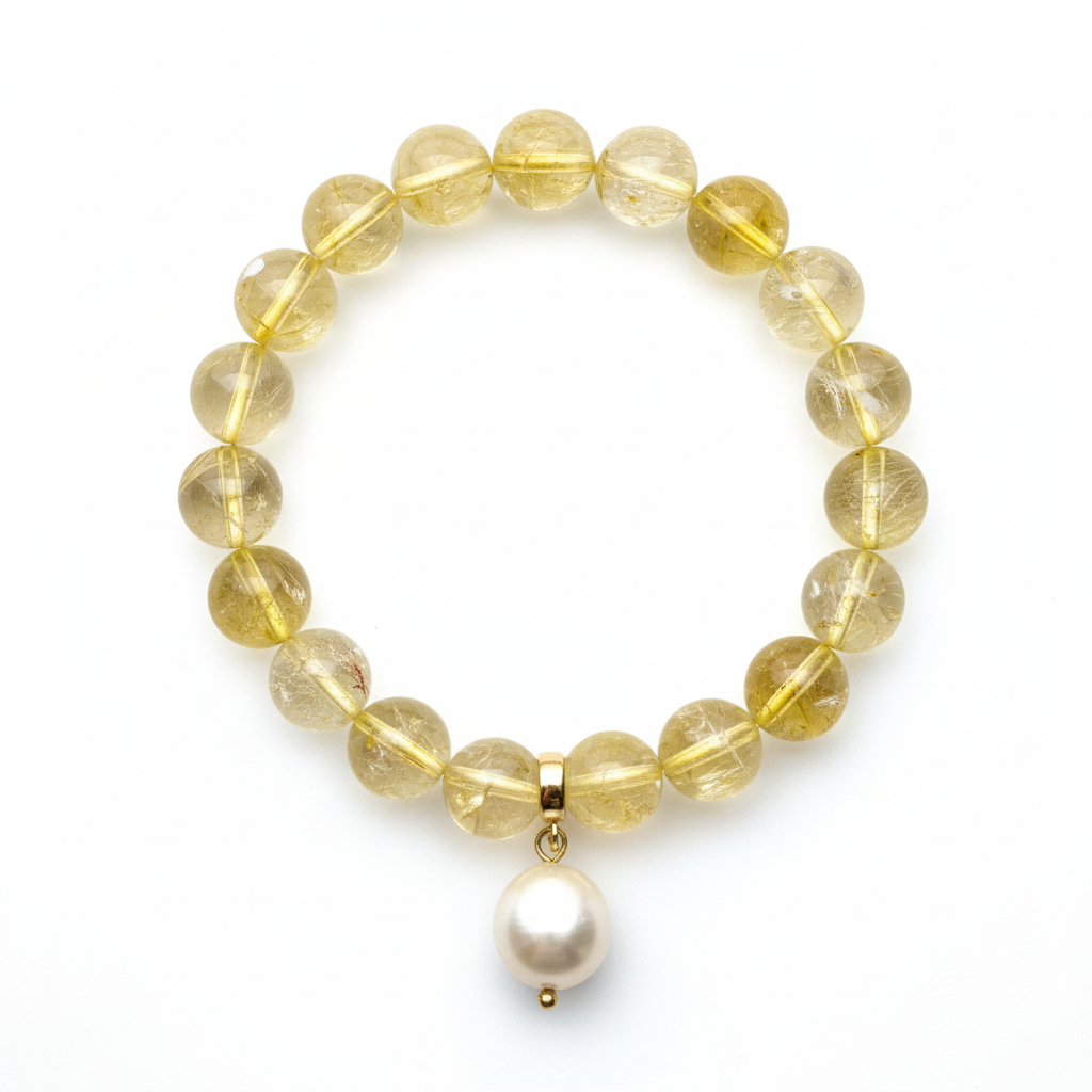 Citrine Bracelet with Pearl Charm