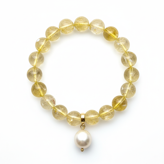 Citrine Bracelet with Pearl Charm