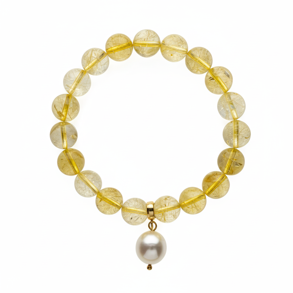 Citrine Bracelet with Pearl Charm