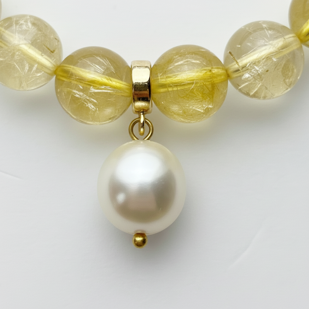Citrine Bracelet with Pearl Charm