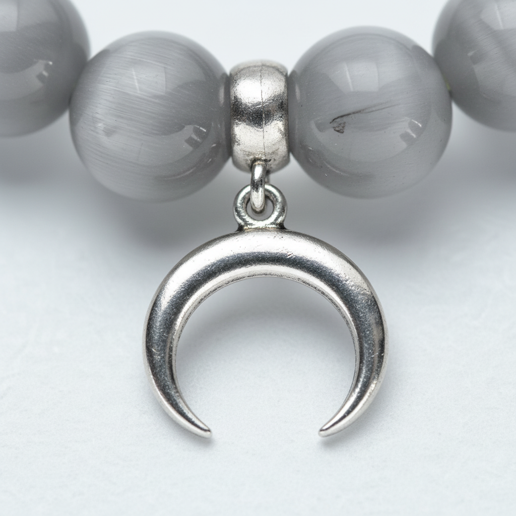 Cat’s Eye Bracelet with Silver Moon Charm