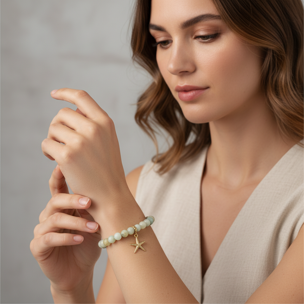 Amazonite Manifestation Bracelet with Starfish Charm