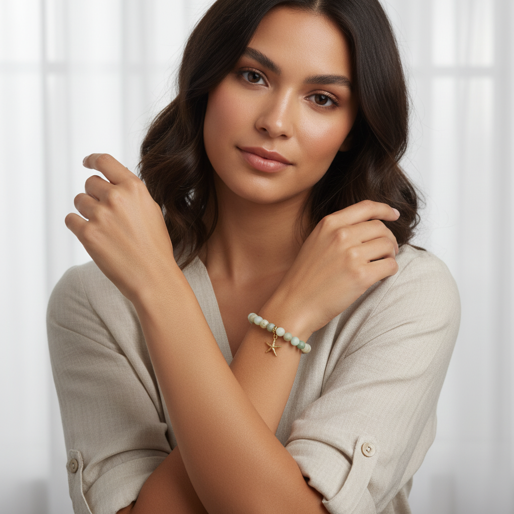 Amazonite Manifestation Bracelet with Starfish Charm