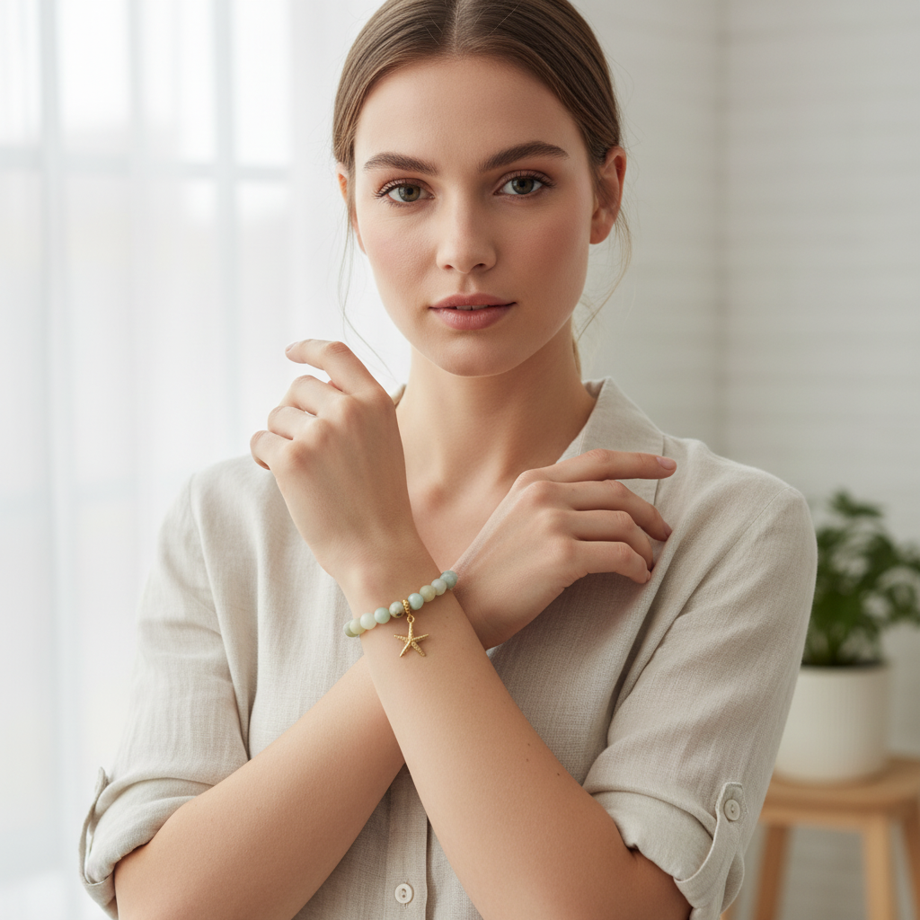 Amazonite Manifestation Bracelet with Starfish Charm