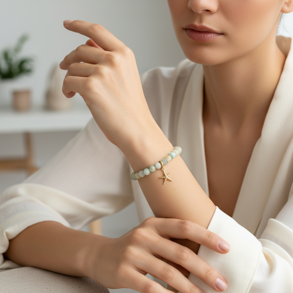 Amazonite Manifestation Bracelet with Starfish Charm