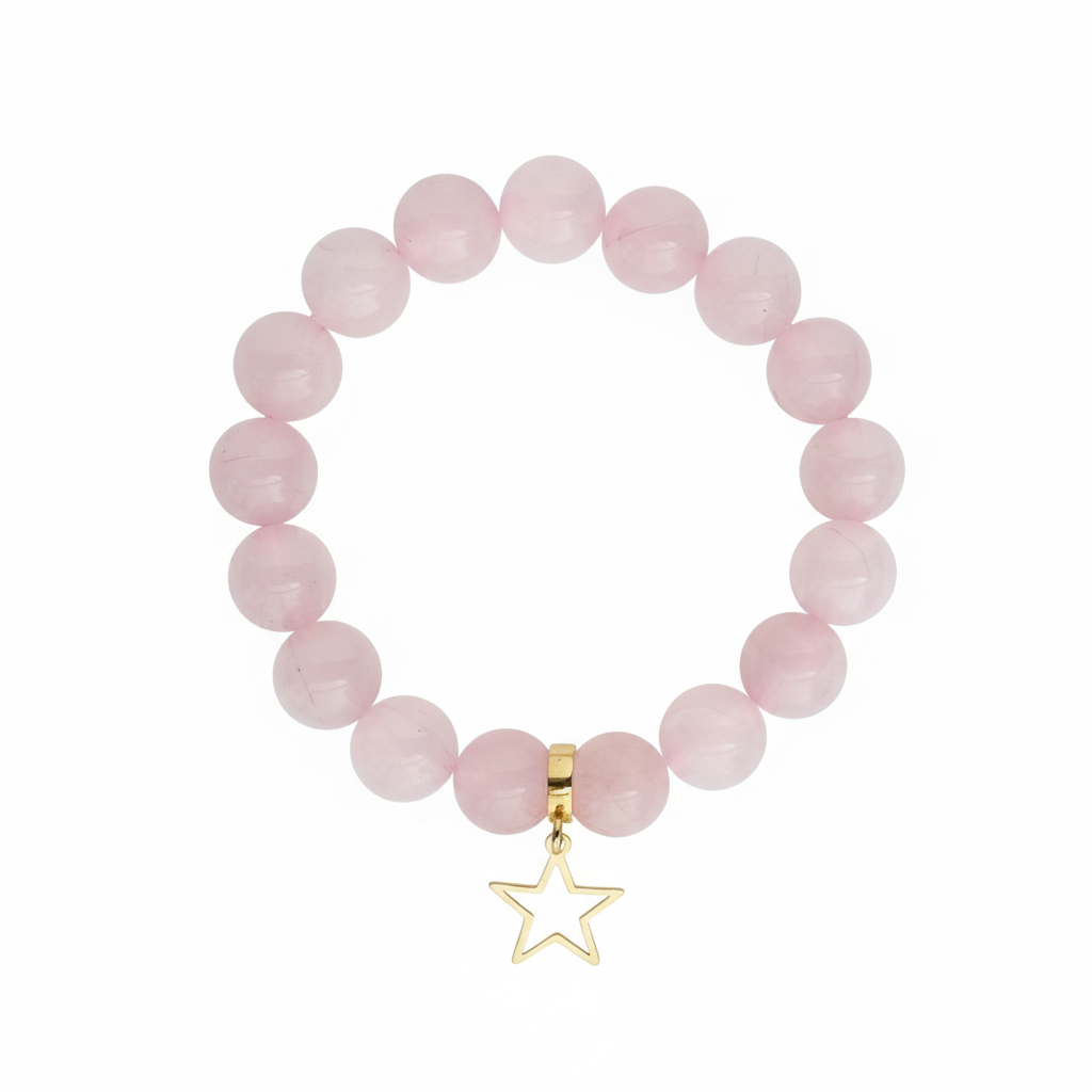 Rose Quartz Bracelet with Star Charm