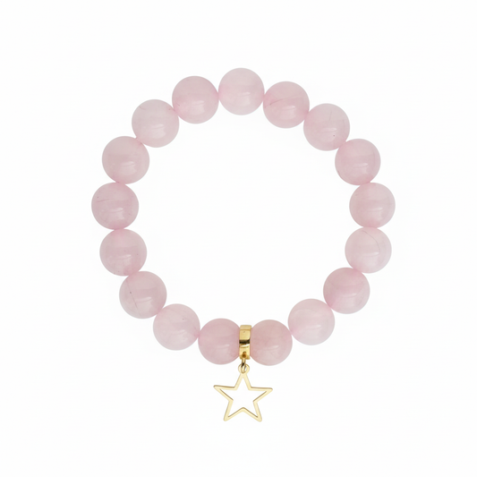 Rose Quartz Bracelet with Star Charm