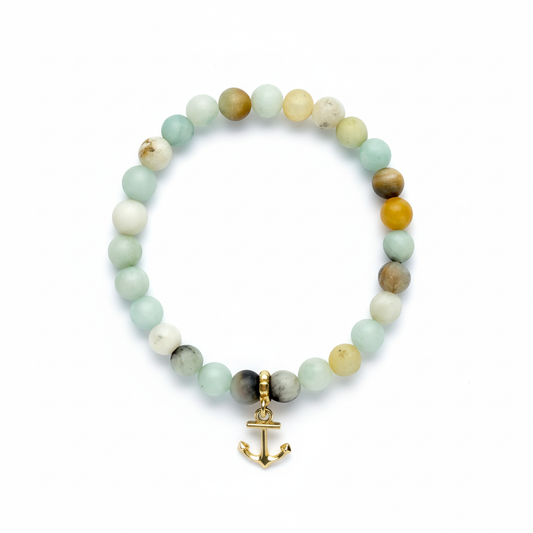 Amazonite Bracelet with Anchor Charm