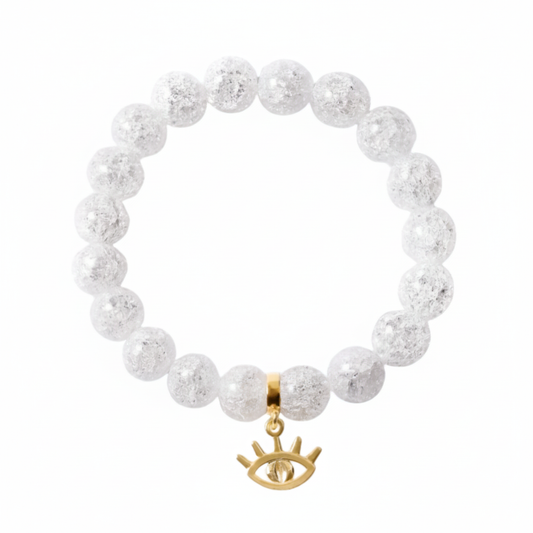 Clear Quartz Bracelet with Eye Charm