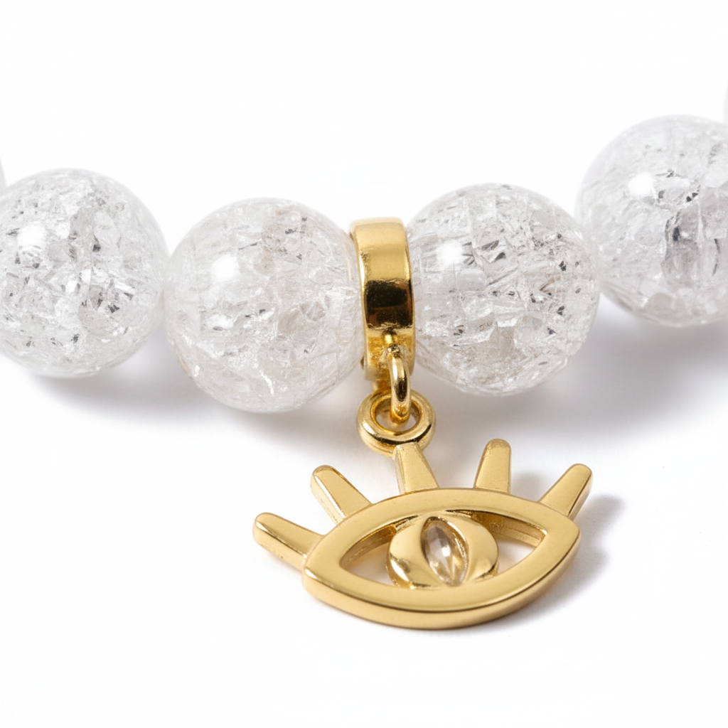 Clear Quartz Bracelet with Eye Charm