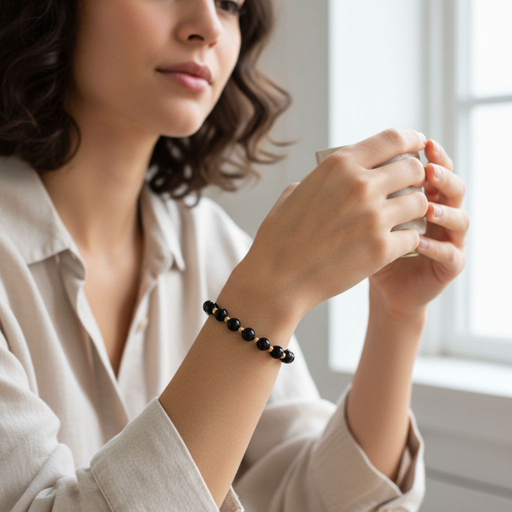 Onyx Gold Beads Bracelet